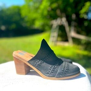 Joie Heeled Leather Mule Black Size 8.5